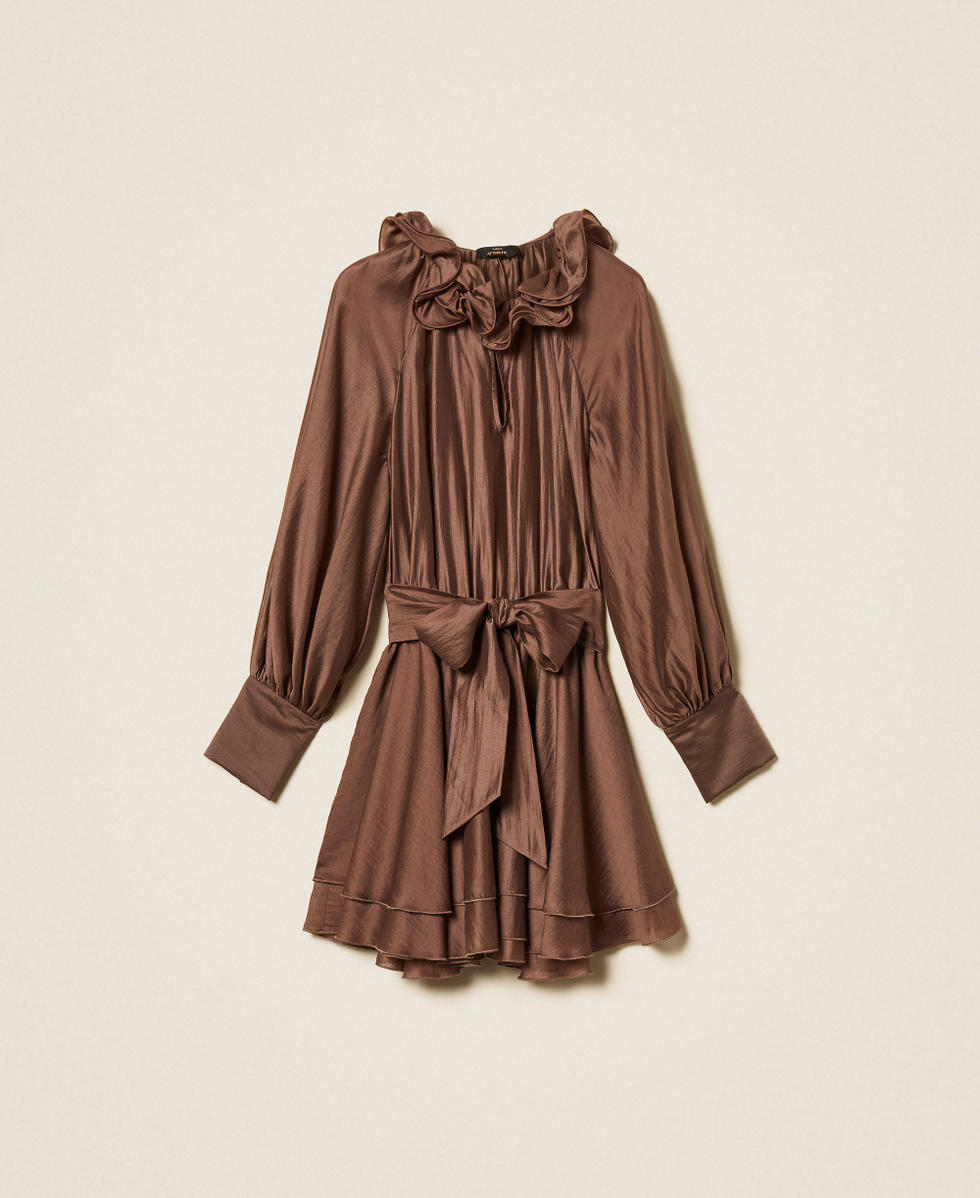 Short voile dress with ruffles