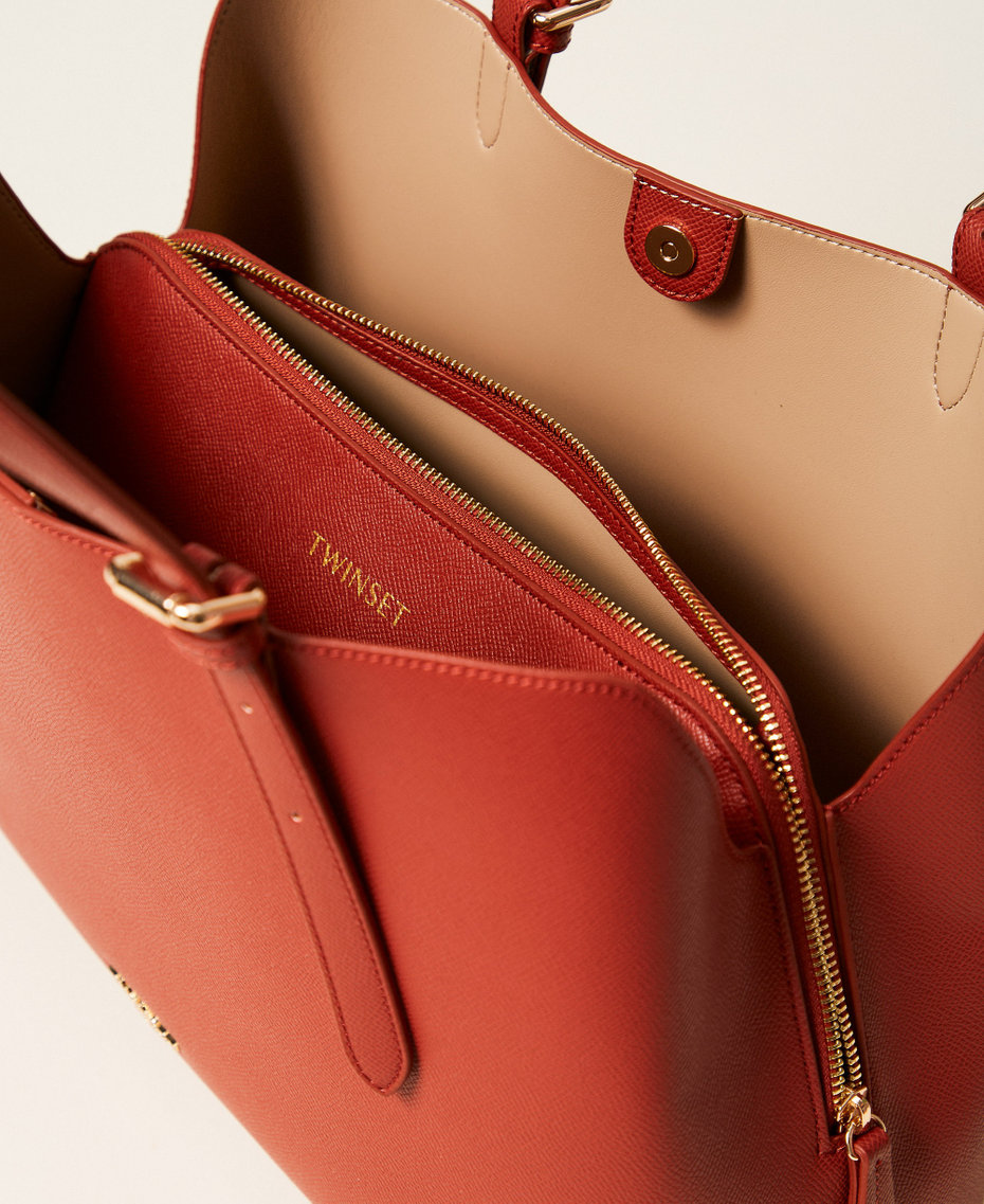 Tote bag with buckles Two-tone Terracotta/Delicate Sand Beige Woman 261TB7180_13315_04