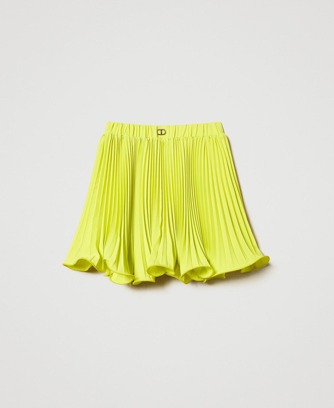 Pleated crêpe de Chine short skirt Yellow Plum Girl 251GJ2QQ5_12124_0S