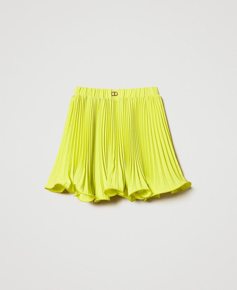 Pleated crêpe de Chine short skirt Yellow Plum Girl 251GJ2QQ5_12124_0S