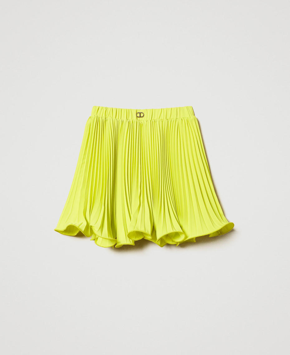 Pleated cr&ecirc;pe de Chine short skirt Yellow Plum Girl 251GJ2QQ5_12124_S0