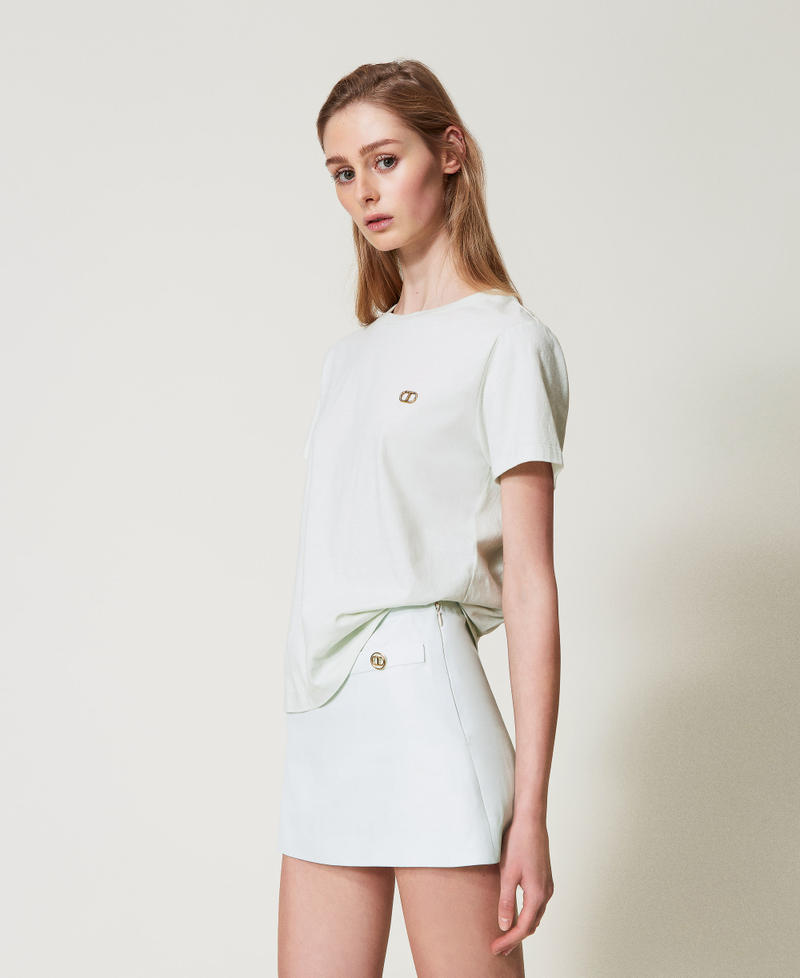 Linen-blend miniskirt Water Green Woman 251TT2307_12371_02