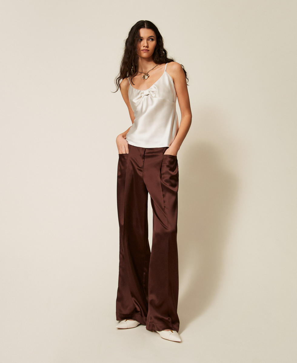 Spodnie palazzo z satyny Chocolate Lab Kobieta 261AP2254_10780_01