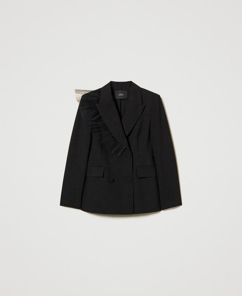 Blazer with tulle ruffle Black Woman 242AT2135_00006_S0