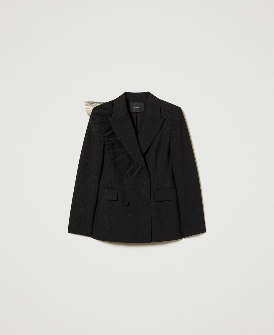 Blazer with tulle ruffle Black Woman 242AT2135_00006_S0