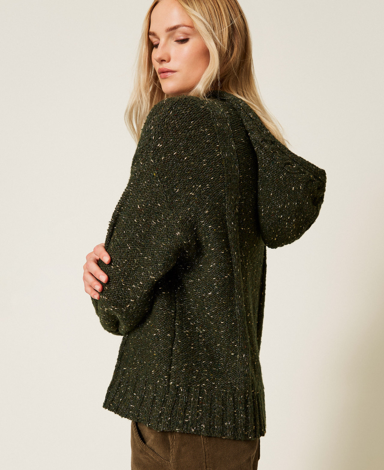 Pull en laine mélangée avec lurex Multicolore Vert « Deep Forest »/Vert Hêtre/Or Clair Femme 252TT3432_12930_01