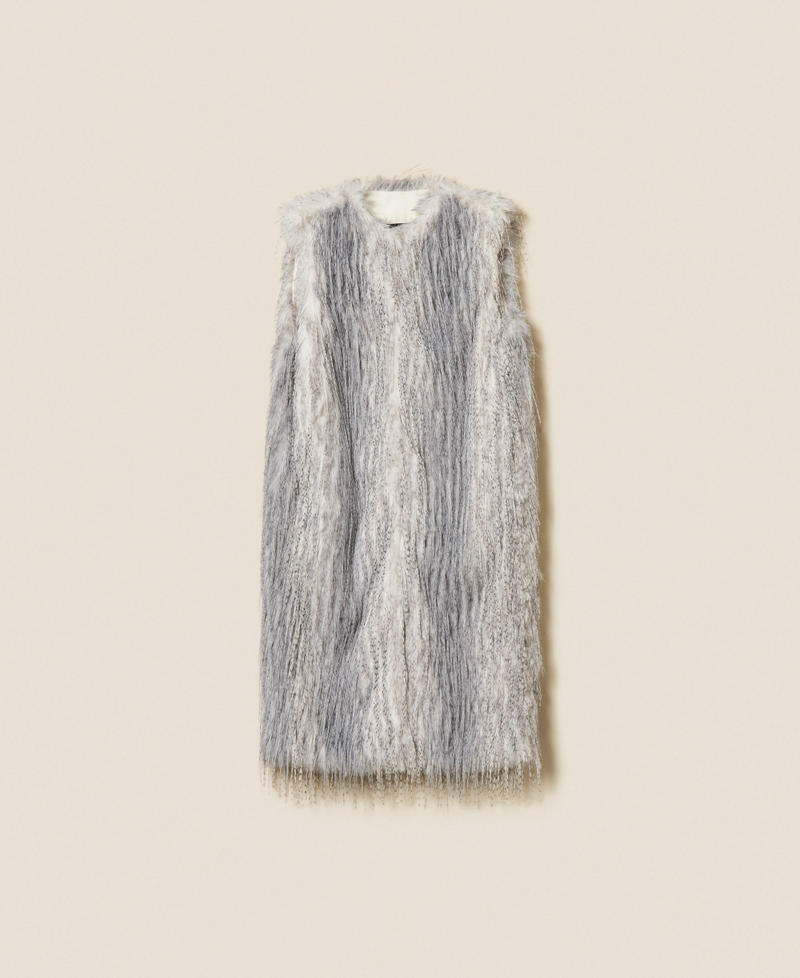 Long faux fur sleeveless jacket Shaded Grey Ash Woman 252AP2540_12684_S0