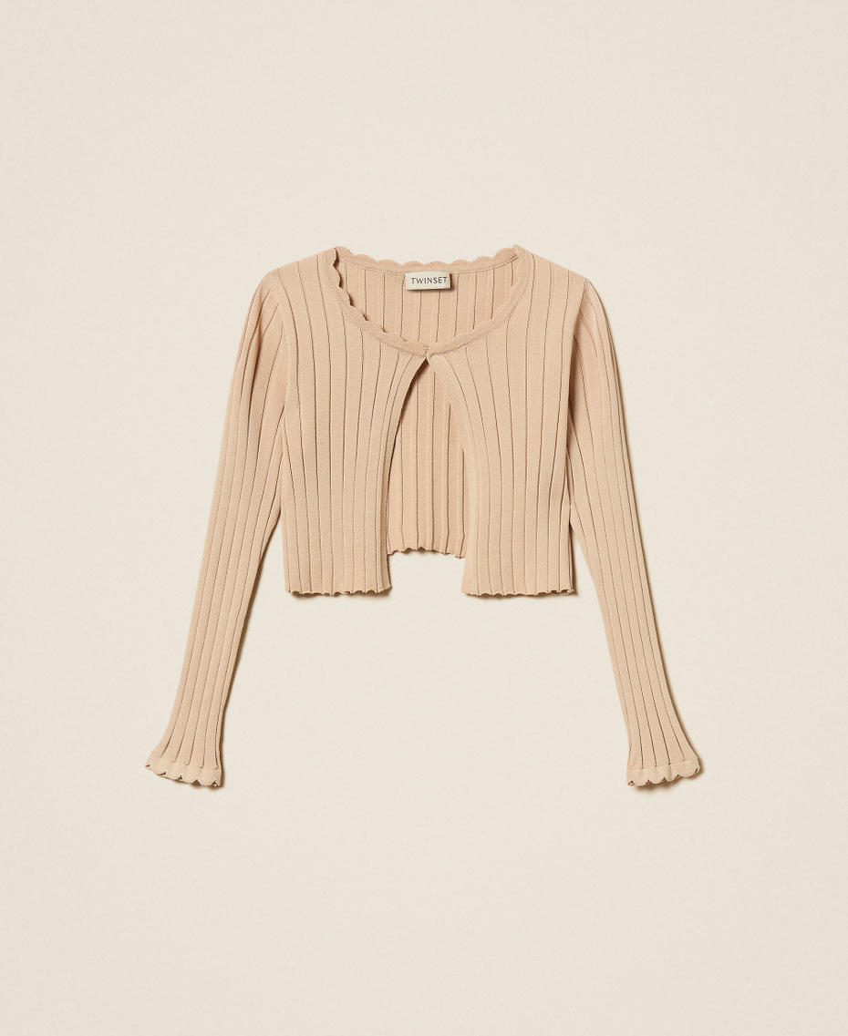 Rib knit cardigan Safari Beige Girl 261GJ3011_13191_S0
