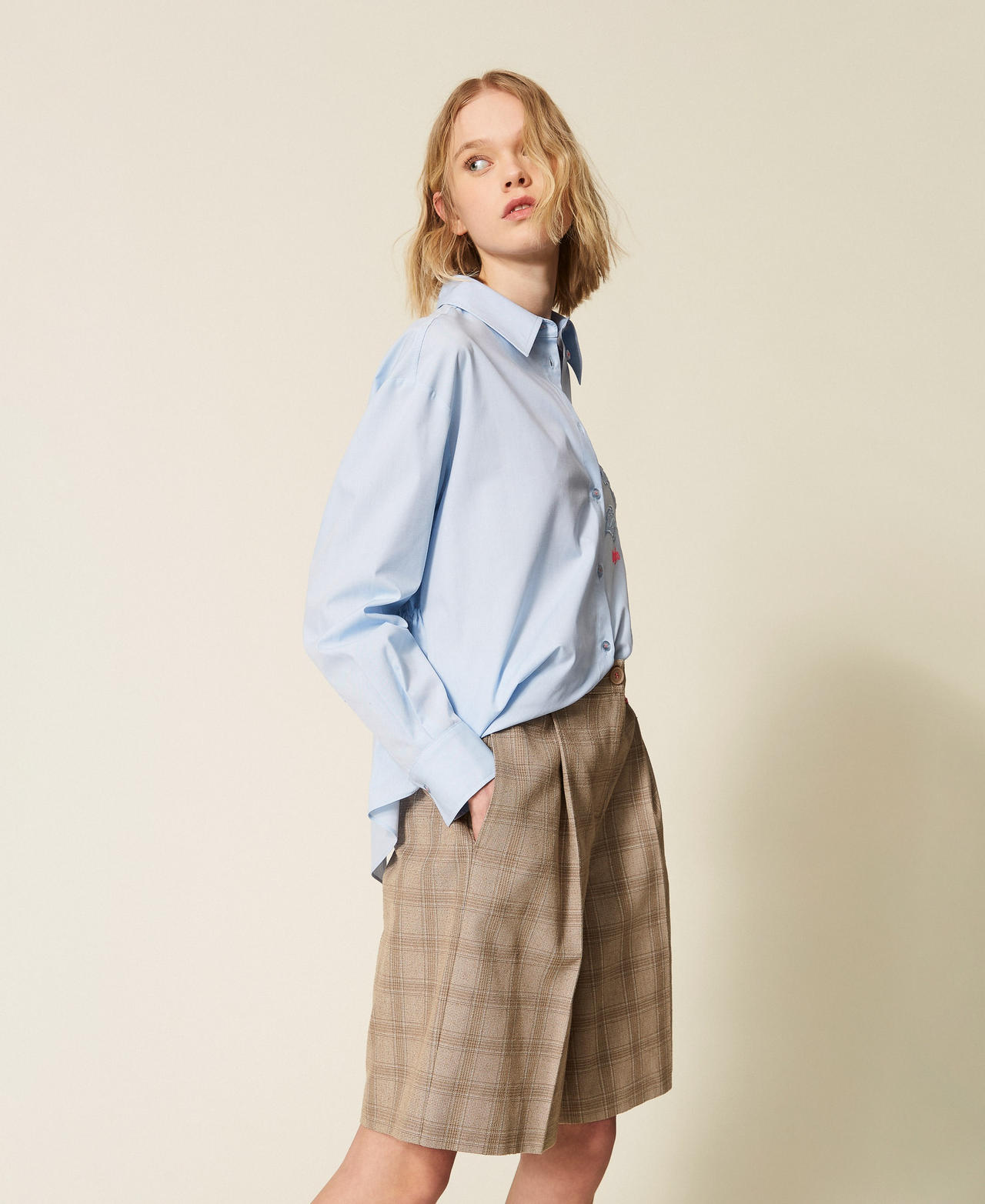 Bermuda MYFO check con ricamo Nude Beige Shade Check Donna 261AQ2022_13509_02