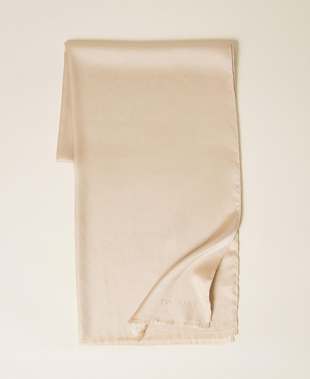 Twinset Vrouw "Parchment" Beige Accessories - Stole With Lurex And Jacquard Logo, Taille Unique