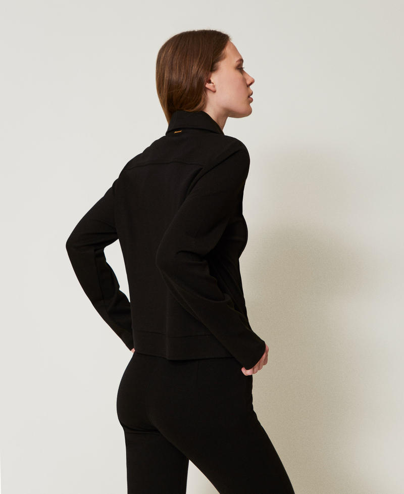 Jacket with flaps and ribbing Black Woman 251LL2RAA_00006_03