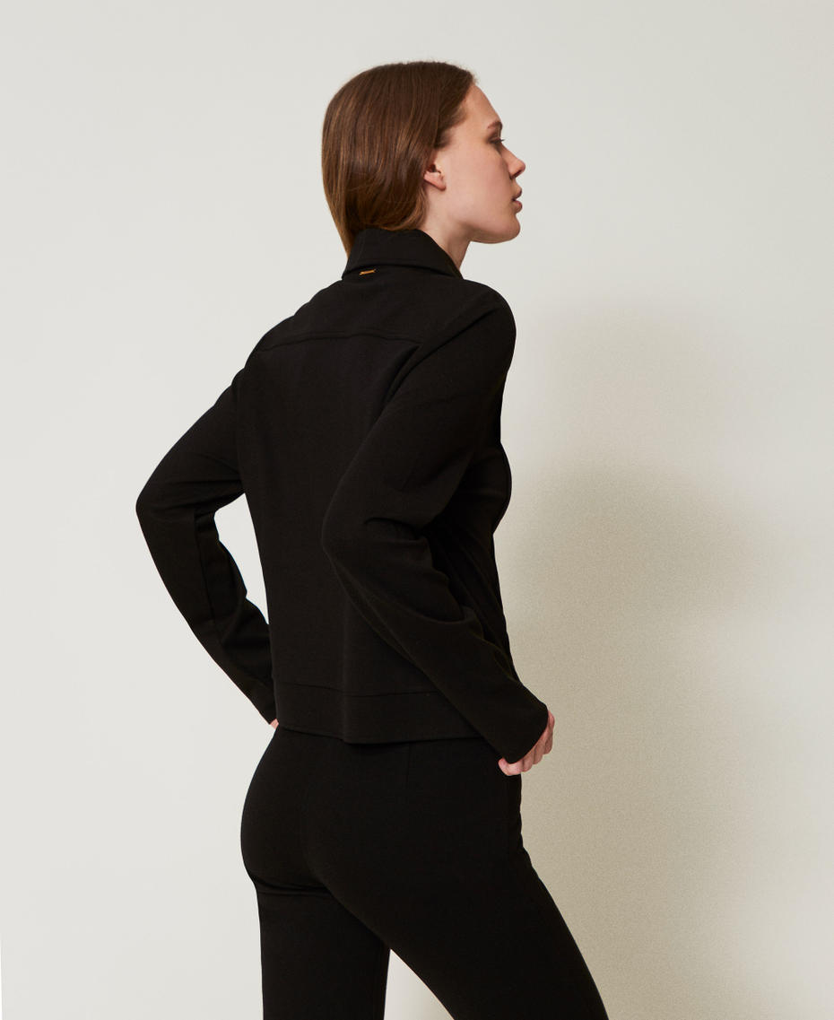 Jacket with flaps and ribbing Black Woman 251LL2RAA_00006_03