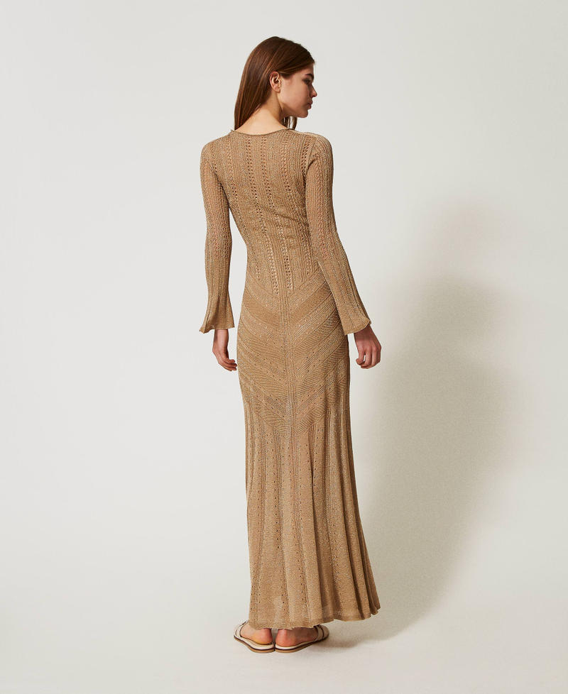 Long dual-use knit dress Golden Green Lurex Woman 251TT3180_12454_03
