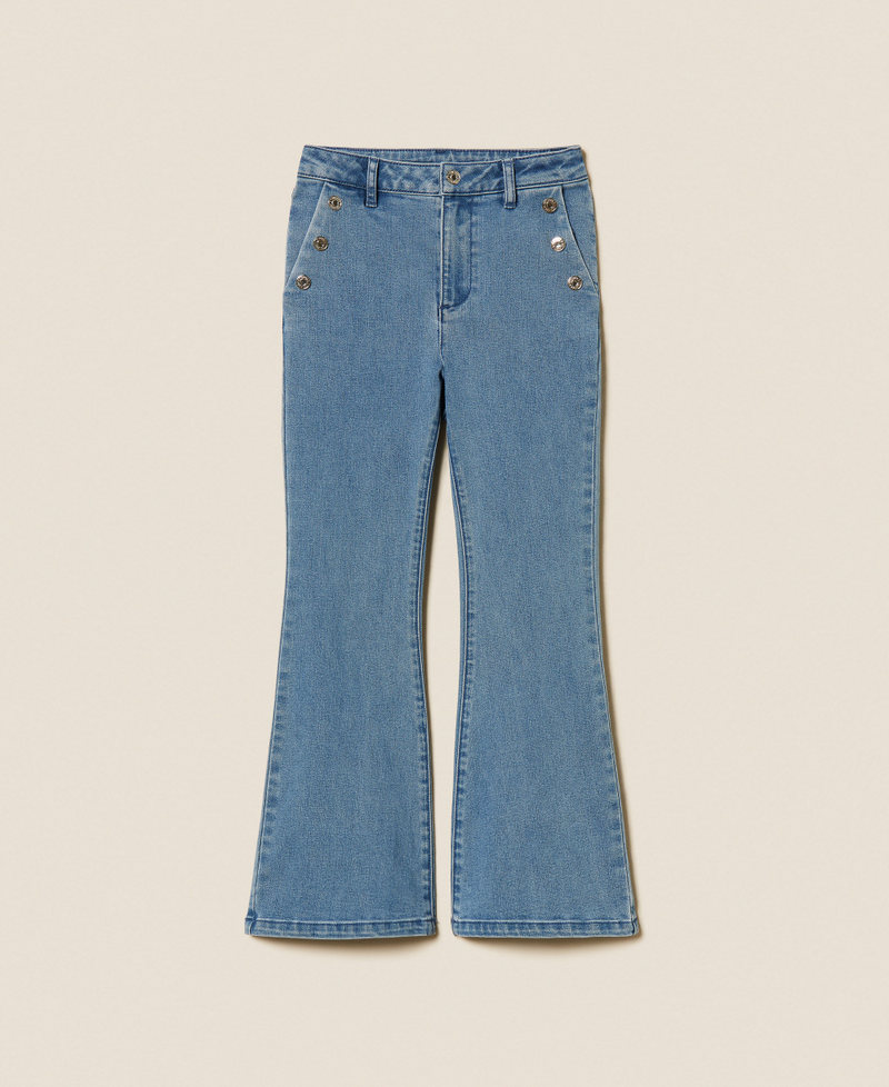 Flared jeans with buttons Medium Blue Denim Girl 261GJ2062_03451_S0