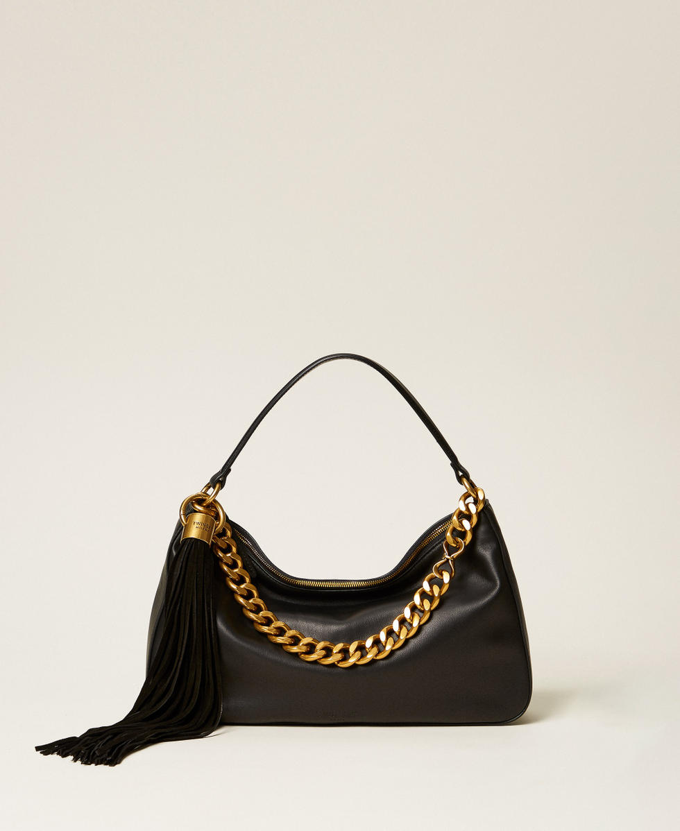 Borsa Liliane grande in pelle con charm Nero Donna 262TB7207_00006_01