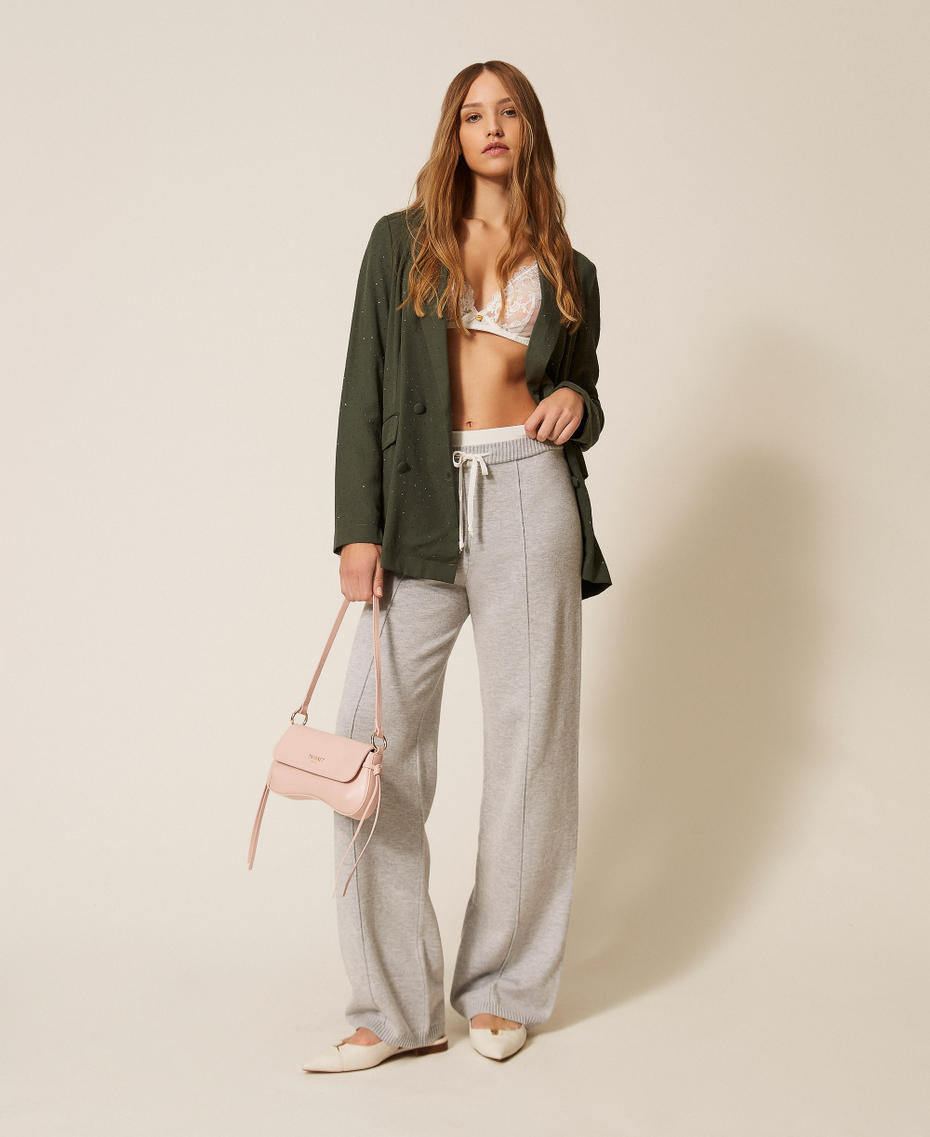 Knit trousers with drawstring Two-tone Light Grey Melange/Off White Woman 261LL3MCC_13297_01