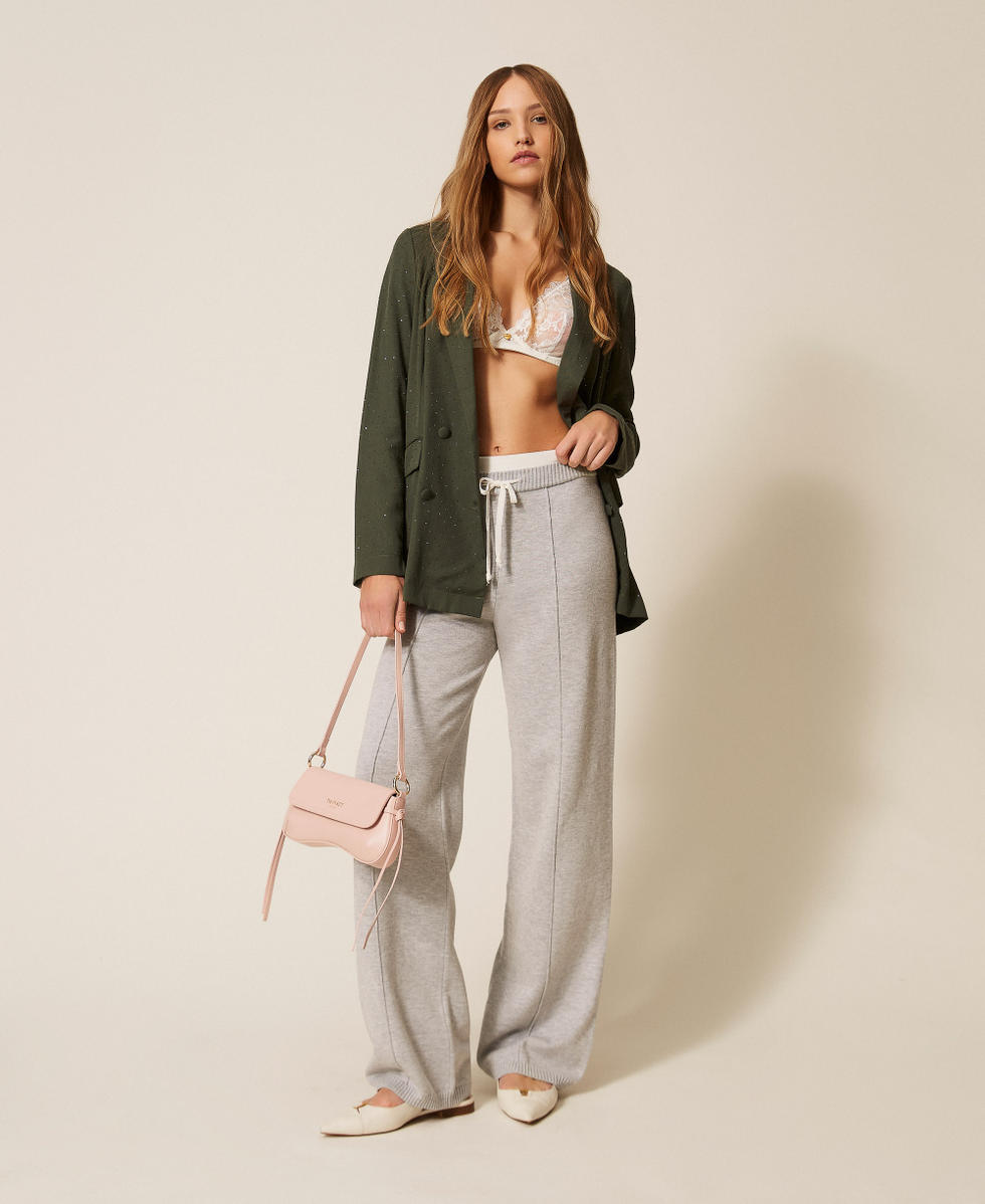 Knit trousers with drawstring Two-tone Light Grey Melange/Off White Woman 261LL3MCC_13297_01