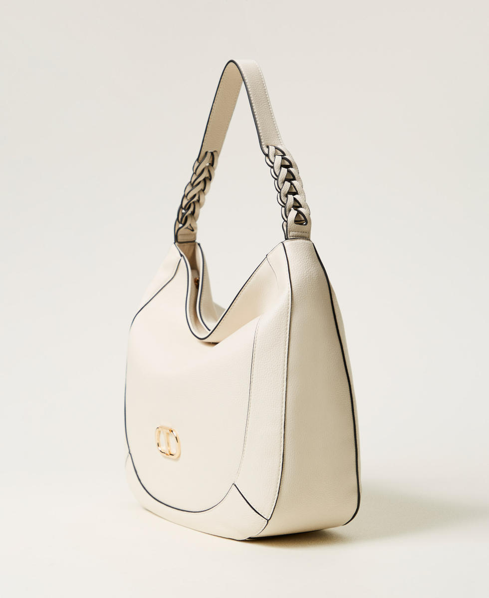 送料関税込【TWINSET】手編みのホーボーバッグ Hobo bag with weaving Woman, White | TWINSET Milano