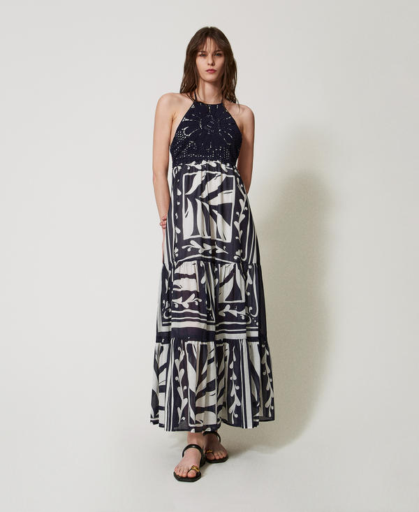 Robe longue en mousseline et crochet