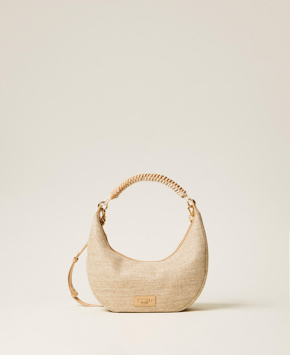 Raffia-effect hobo bag Straw Woman 261TB7051_00193_01