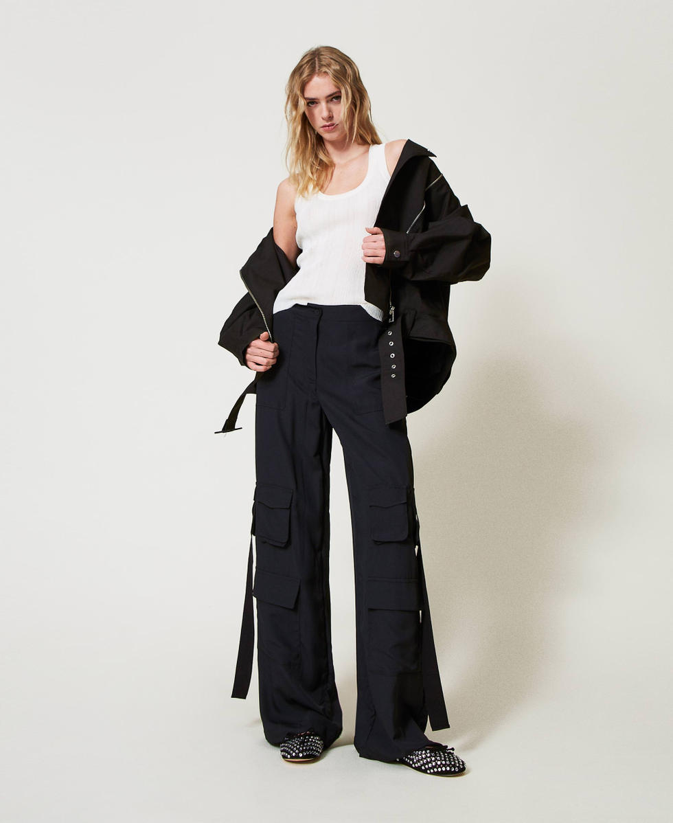 Fitted rib knit top Sugar White Woman 251AP3031_00632_T0