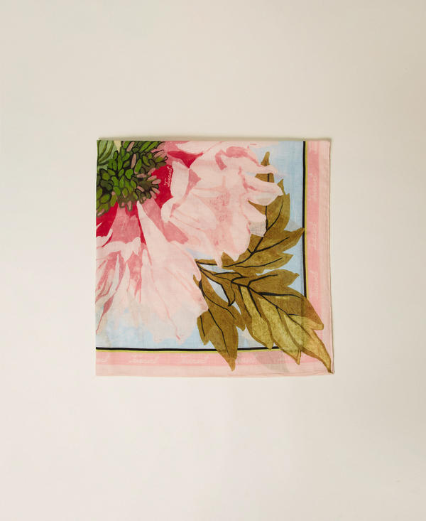 Kefiah in misto lino a fiori