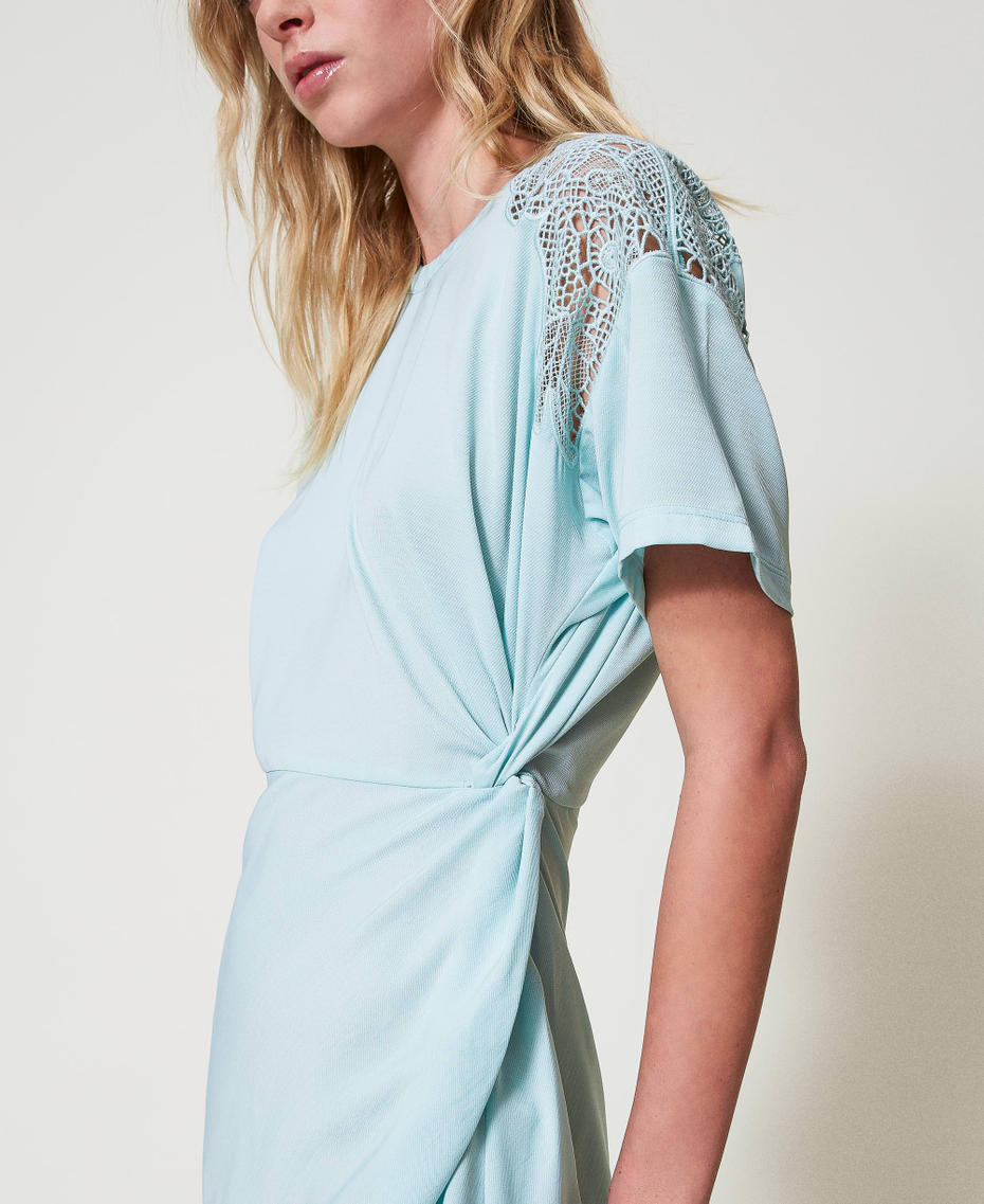 Robe longue en sergé avec broderie Bleu « Canal Blue » Femme 251AP2420_12134_03