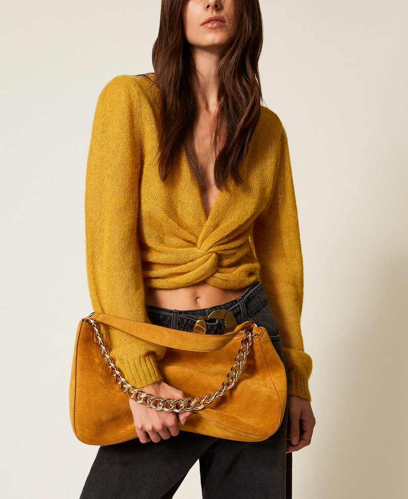 'Liliane' medium suede bag Mustard Yellow Woman 252TB7162_14245_T0