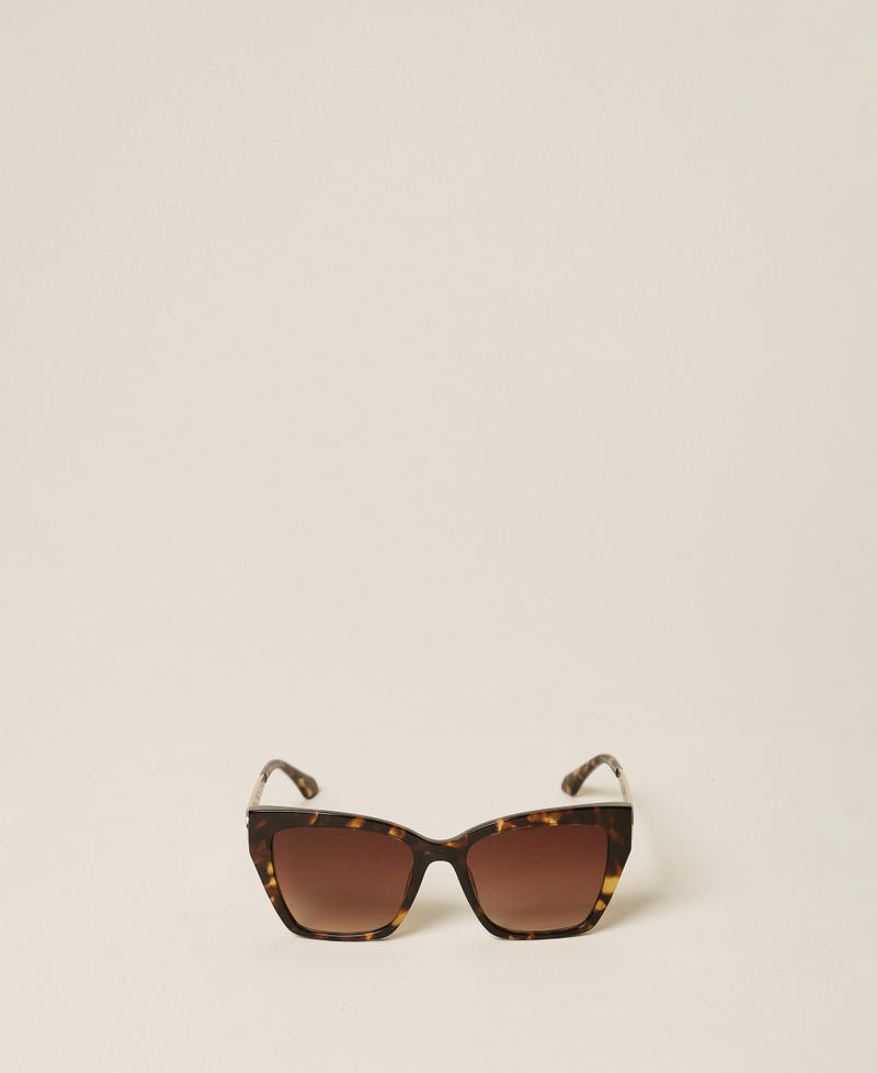 Occhiali da sole a farfalla in acetato Light Havana Donna 999TZ5095_14155_01