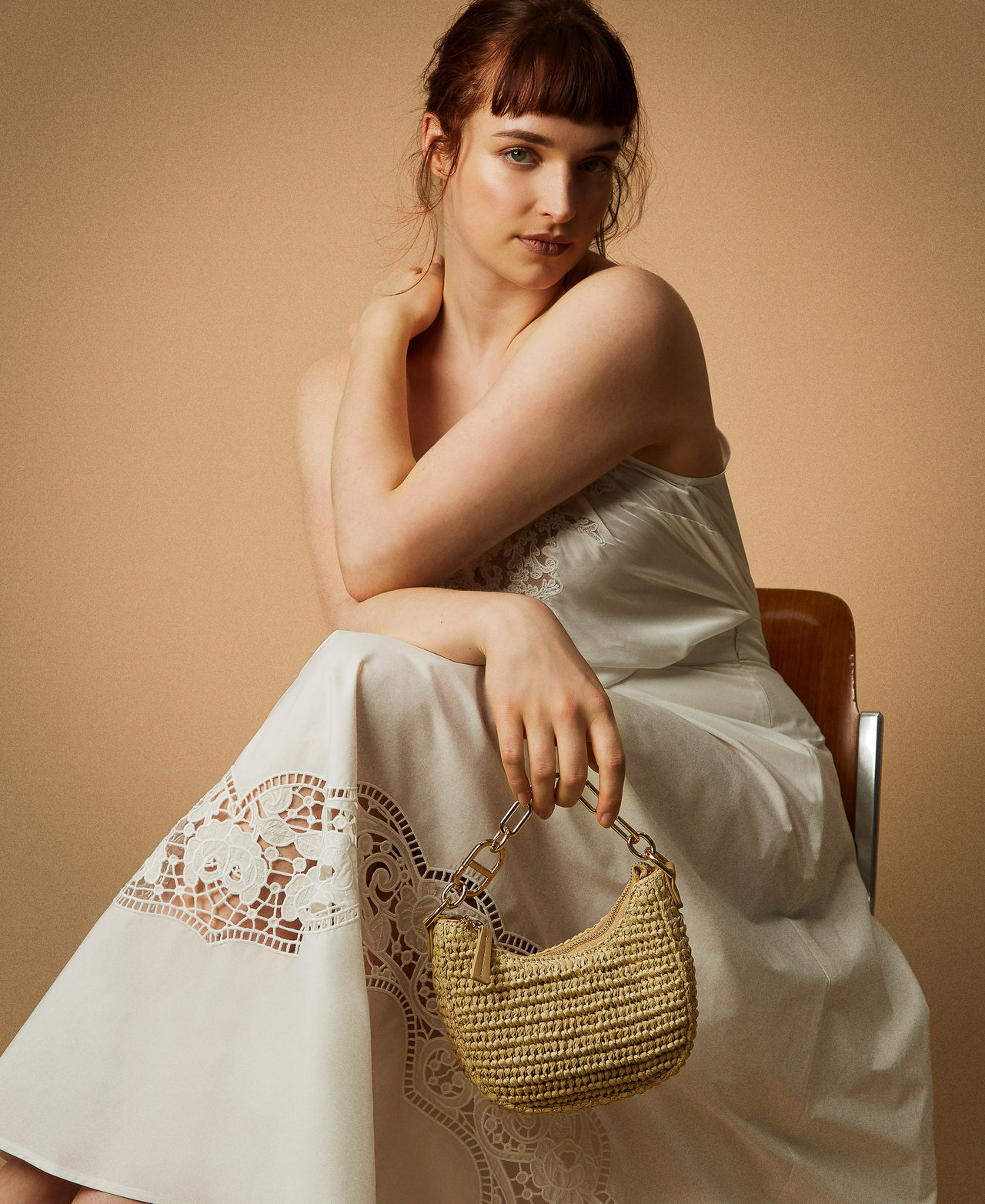 Long skirt in broderie anglaise poplin Woman, White | TWINSET Milano