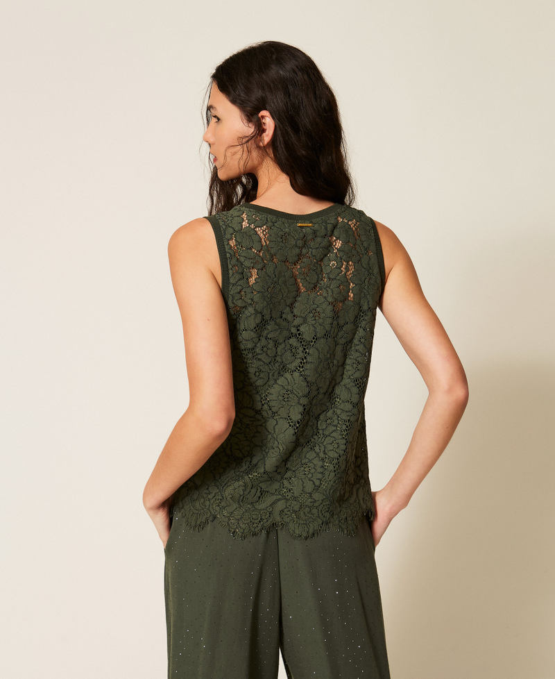 Top in pizzo r&eacute;brod&eacute; Verde "Thyme" Donna 261LL2AEE_12843_03