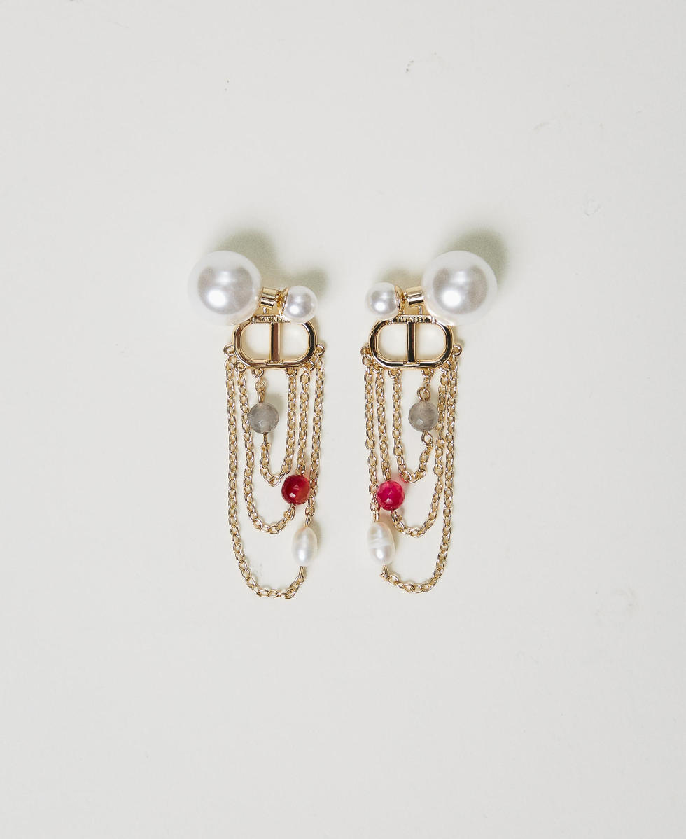 Stone and pearl earrings Multicolour Stones New Gold Woman 251TO5351_12388_01