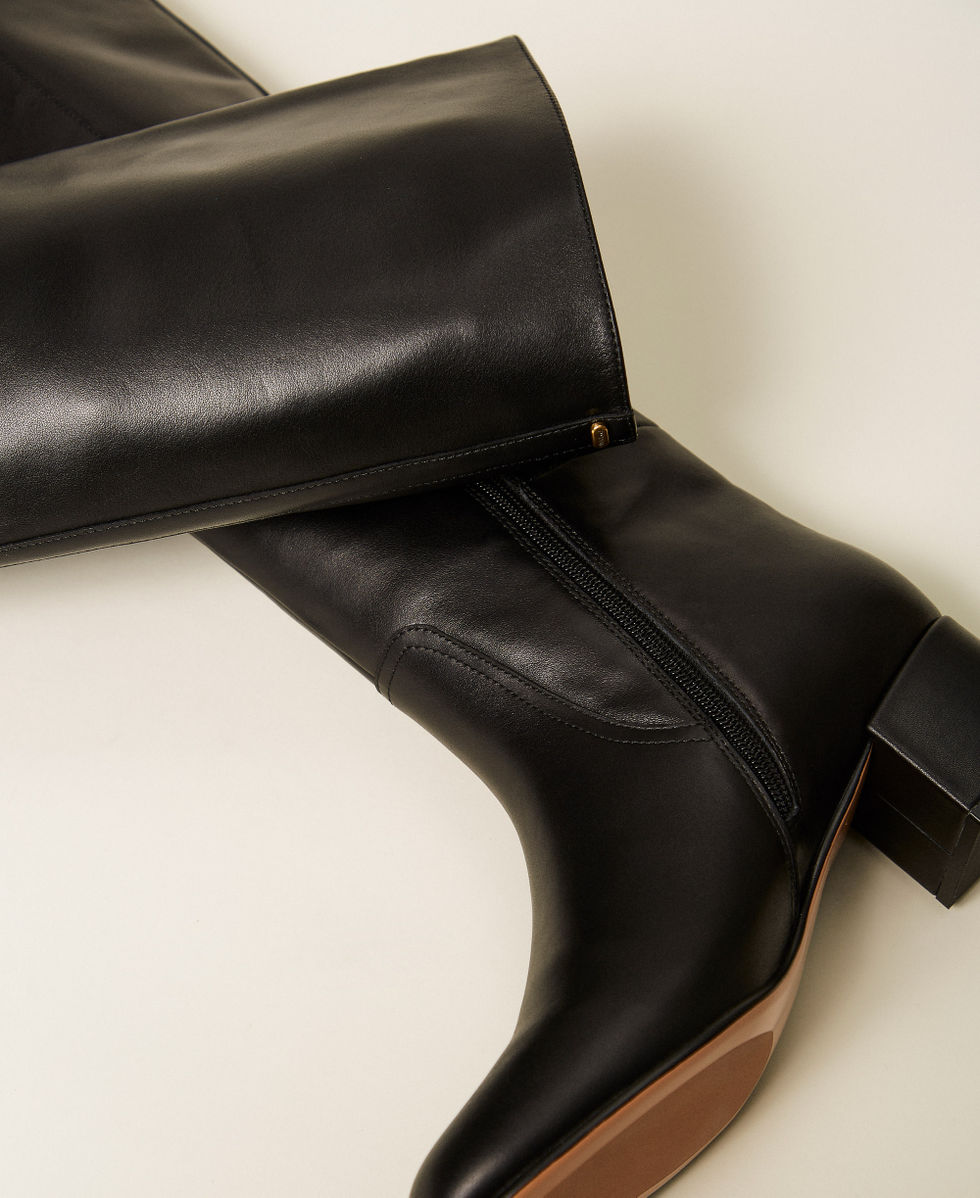 Leather high boots Black Woman 252TCP240_00006_03