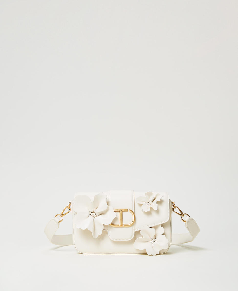 Borsa a tracolla ‘Amie’ in pelle con fiori Bianco Neve Donna 251TD8220_00282_01