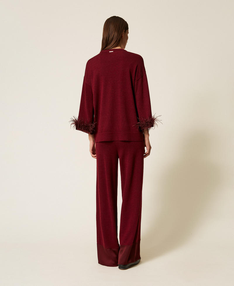 Hose aus Wollmischung mit Satin Red Wine Frau 252LL3FBB_12818_03