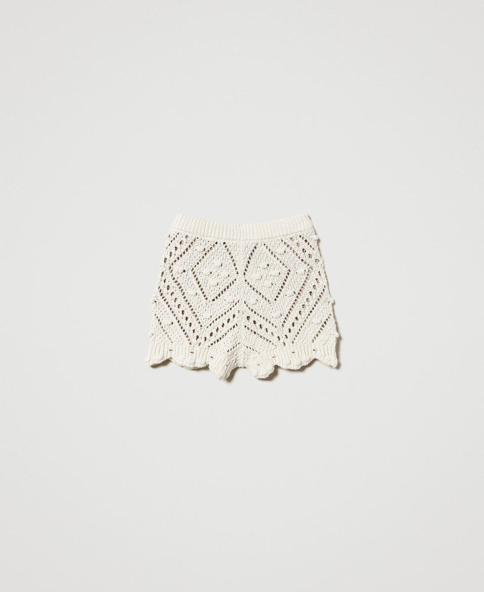 Openwork knit shorts