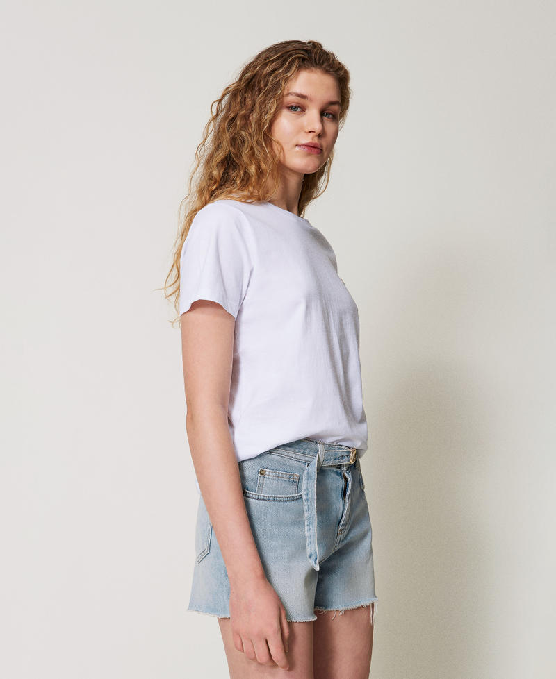 T-shirt avec logo Oval T strassé Blanc Femme 251TT2040_00001_02