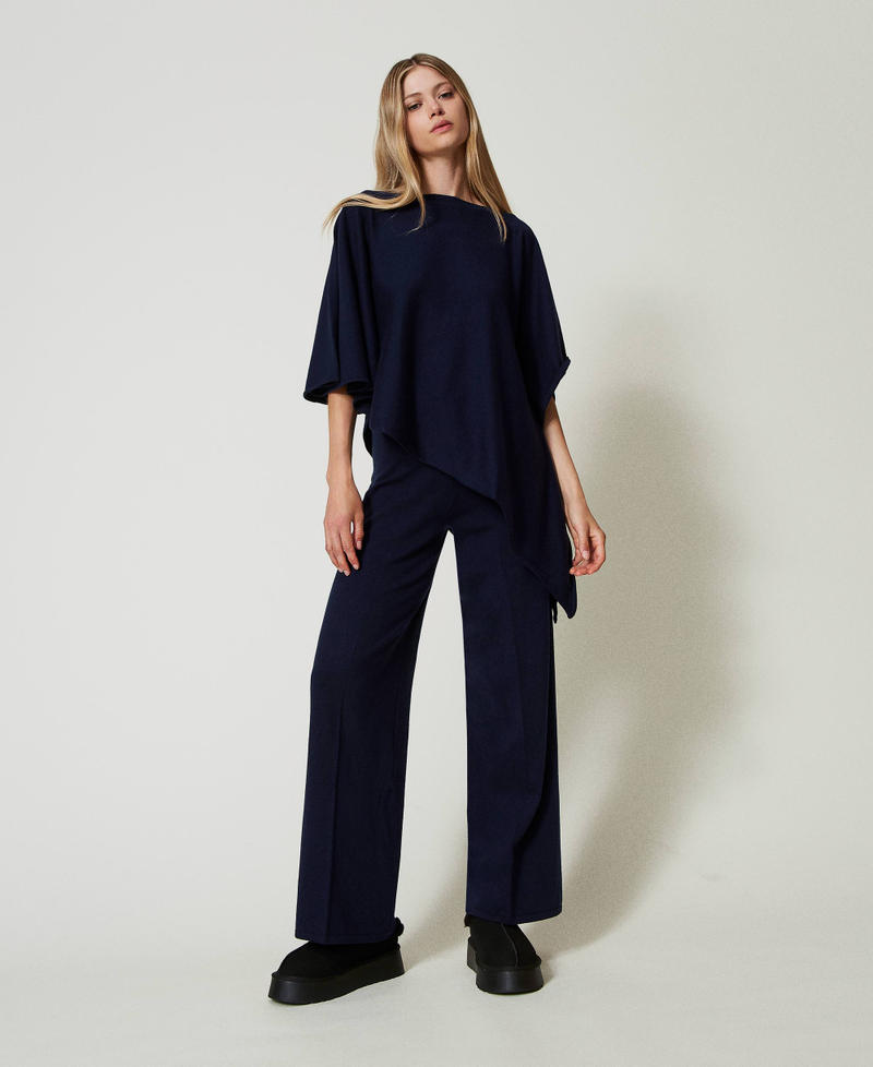 Poncho asimmetrico in maglia Blu Blackout Donna 242LL3BAA_00481_0T