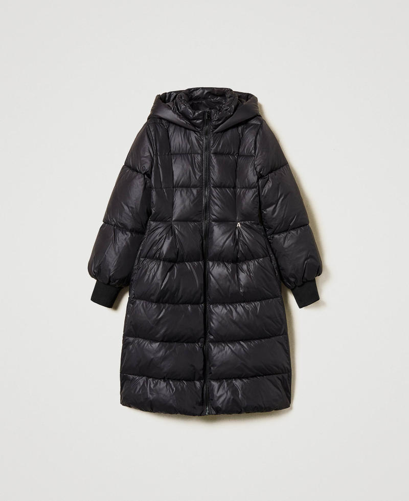 Long puffer jacket with hood