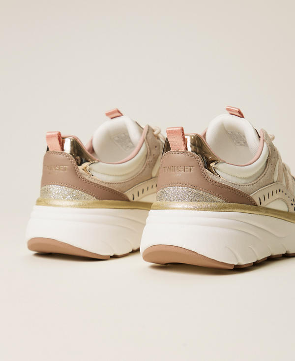 Sneakers de running de piel y malla