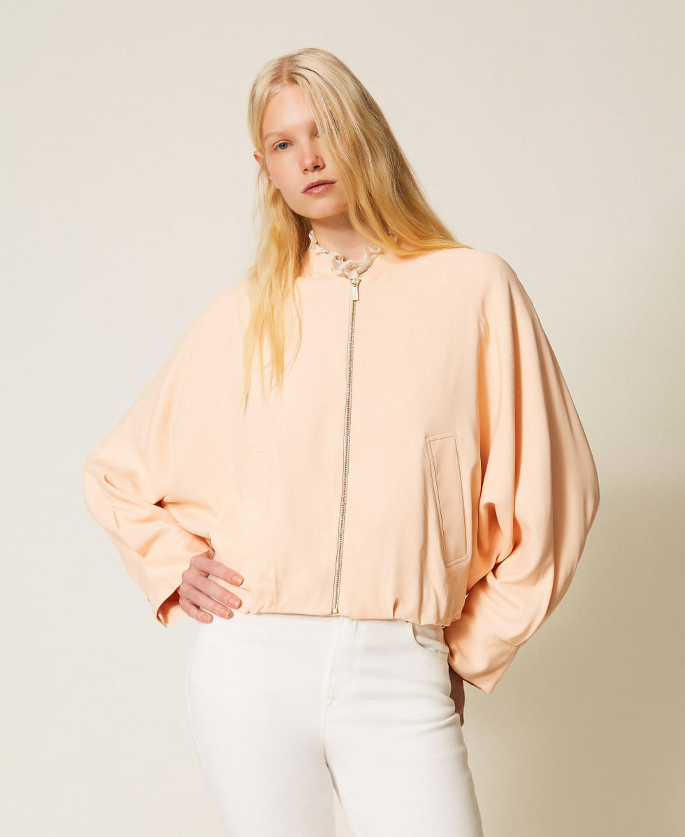 Bomber jacket with kimono sleeves Peach Pink Woman 261TP2222_11750_02