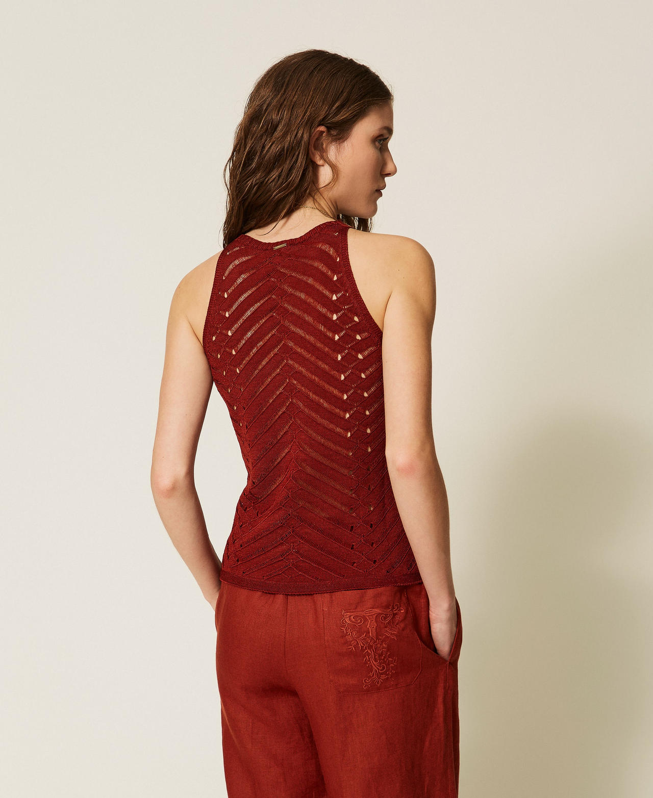 Stricktop mit Zickzack-Muster "Henna" Brown Frau 261TT3103_13332_03