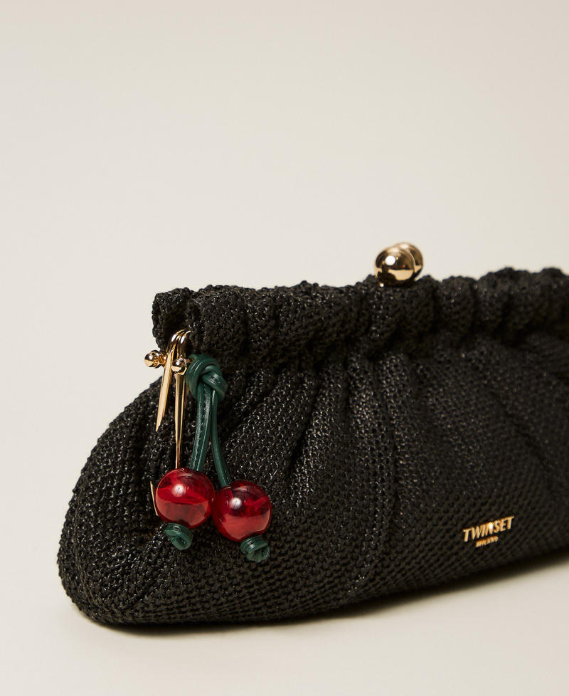 Pochette en raphia avec charm Noir Femme 261TD8280_00006_02