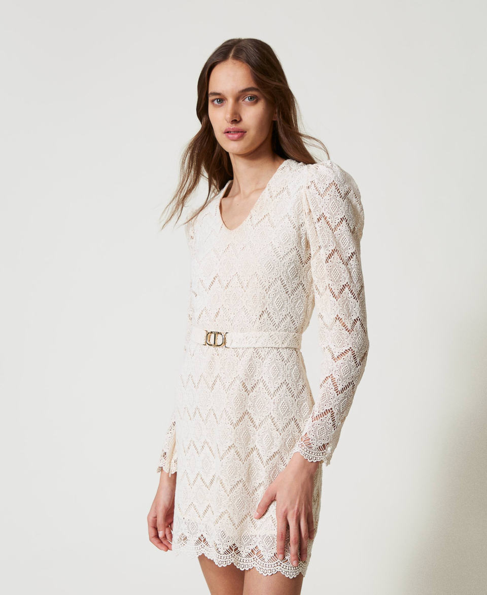 Abito corto in pizzo macramè Delicate Beige Donna 251TP2402_12140_01