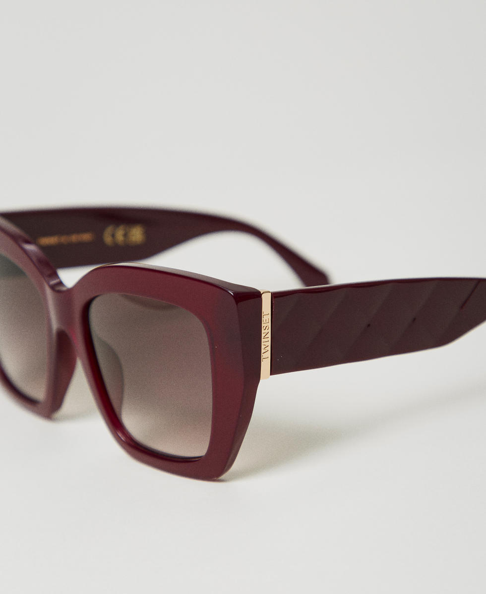 Lunettes de soleil oversize opalescentes Shiny Opal Bordeaux Femme 999TZ505A_12472_03