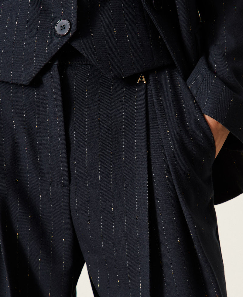 Pantalon palazzo ray&eacute; Bleu Blue Paint Pinstripe Femme 262AP2361_13687_04