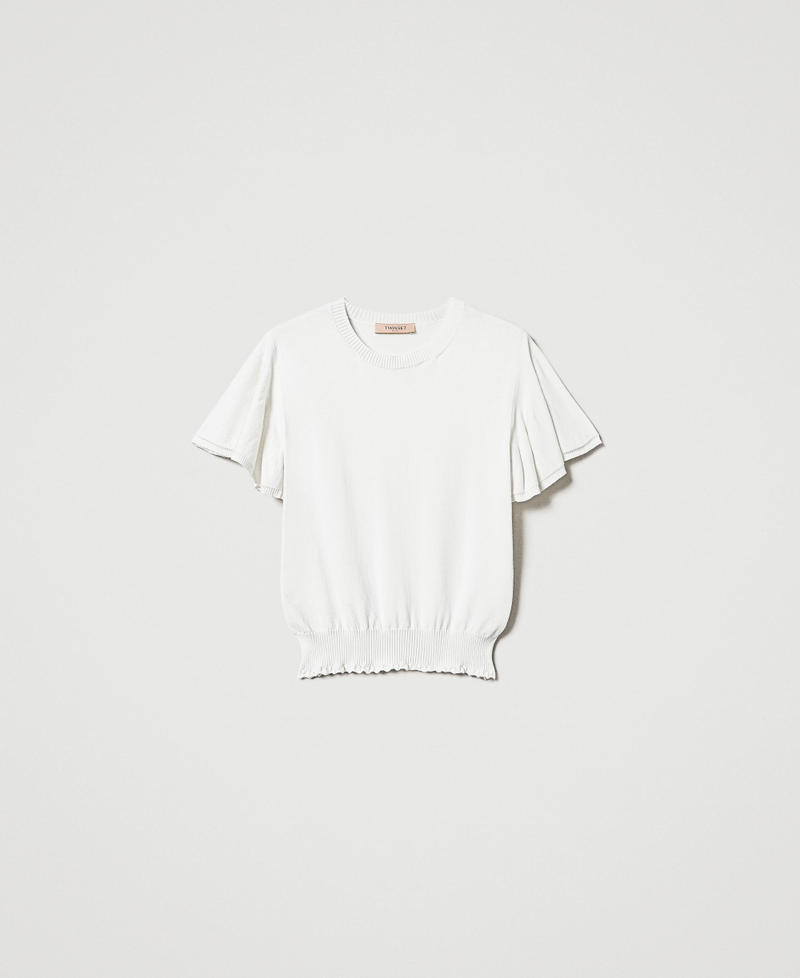 Knit T-shirt with scalloped hem White Snow Woman 251TP3013_00282_S0