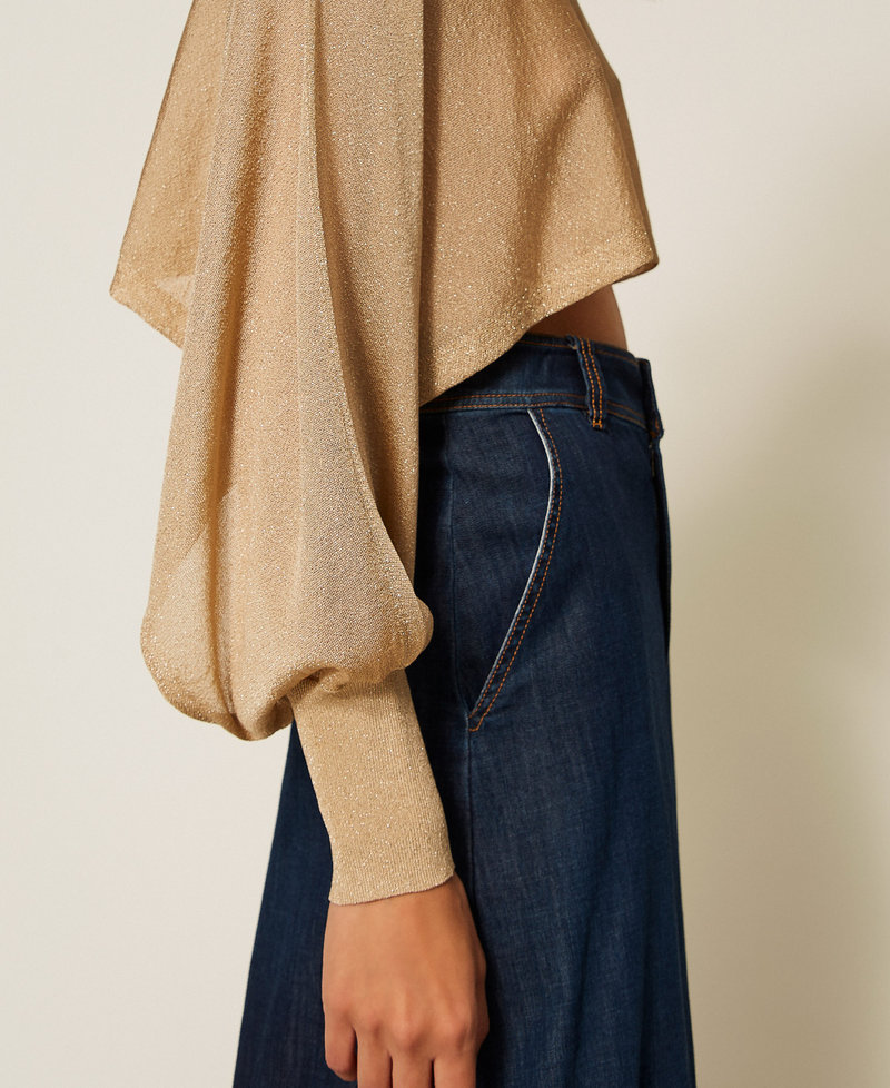 Cropped jumper with lurex Delicate Sand Lurex Woman 261TP3124_13372_04