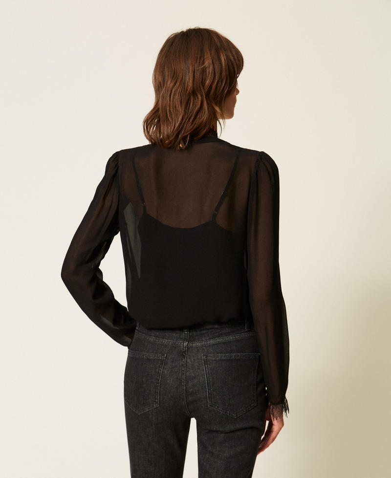 Georgette blouse with lace Black Woman 262AP2282_00006_03