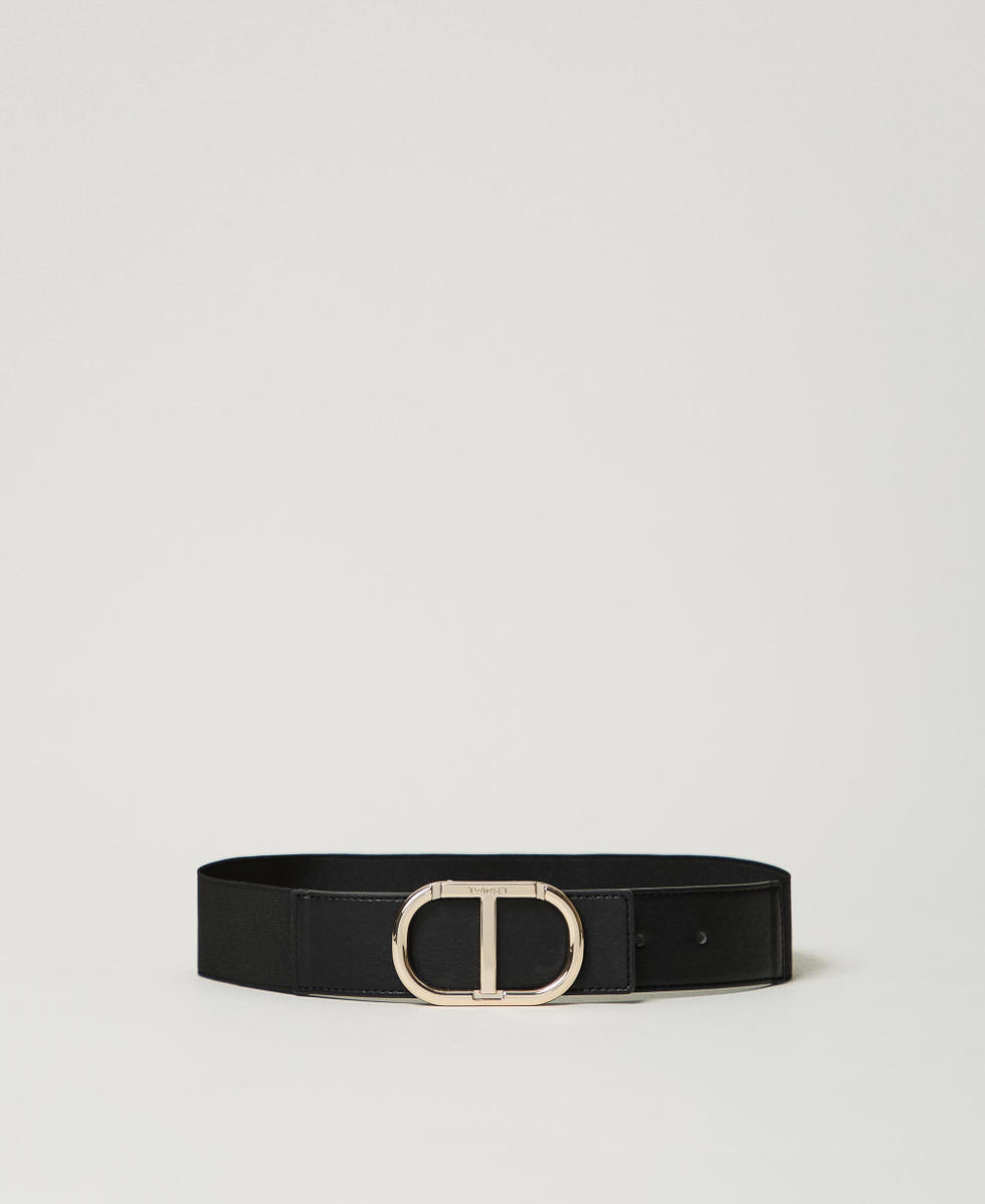 Elasticated belt with Oval T Black Girl 251GJ5012_00006_01